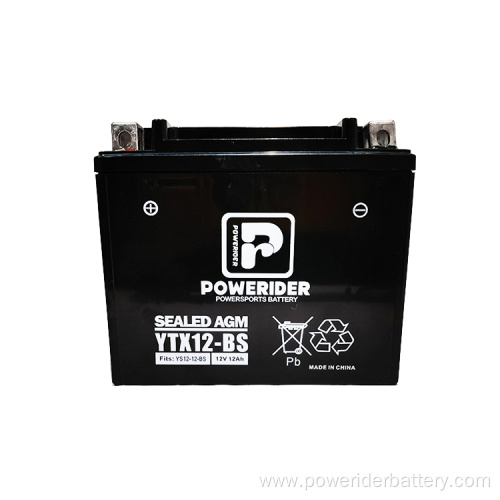 12v 12ah YTX12-BS mf lead-acid motorcycle starter battery